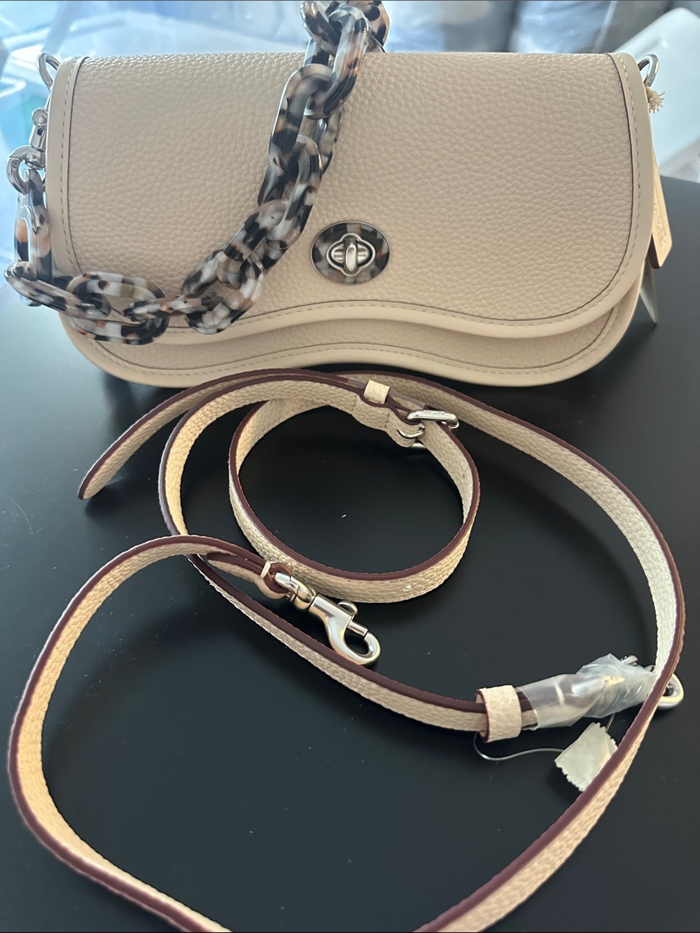 Wavy Dinky Coachtopia Leather Crossbody and Shoulder Bag with Chain Accent